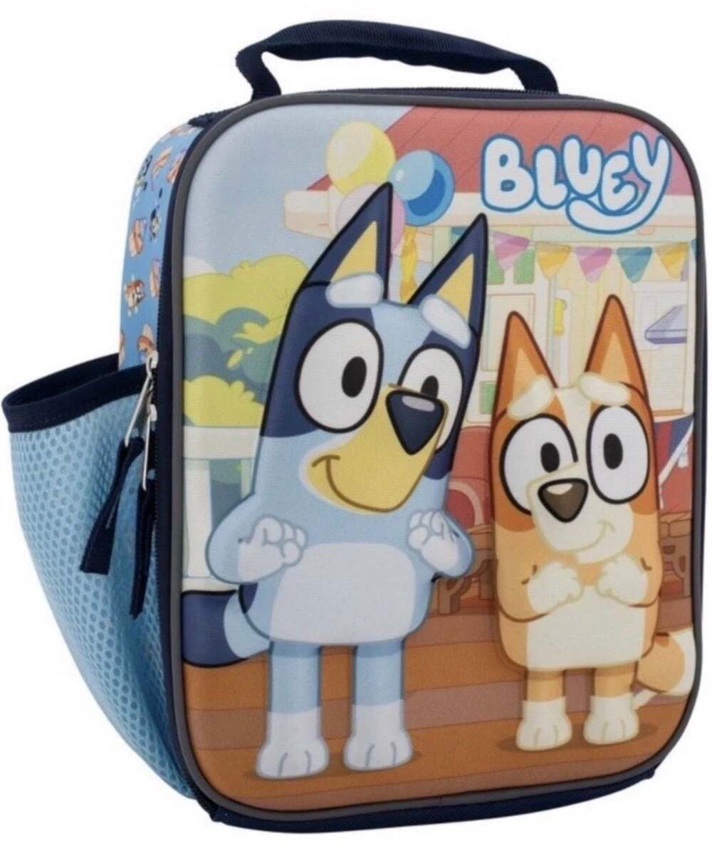 Bluey and Bingo 3D Raised Character Insulated Lunch Bag with Side Mesh Pocket